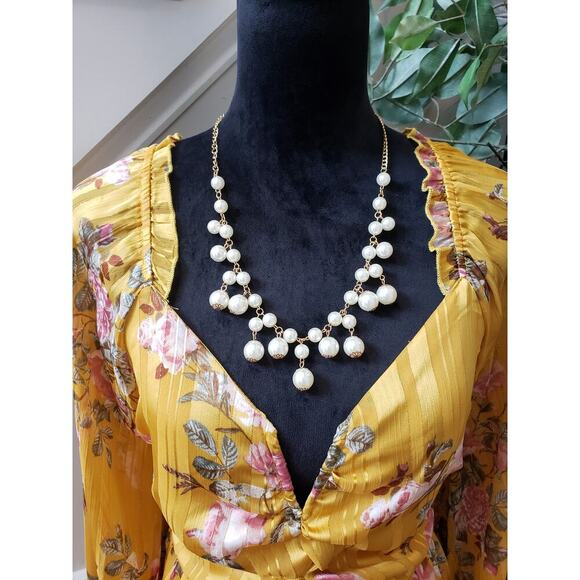 Forever 21 Sheath Dress Womens OX Yellow Floral Keyhole Back Bow Sweetheart Neck - Picture 2 of 14